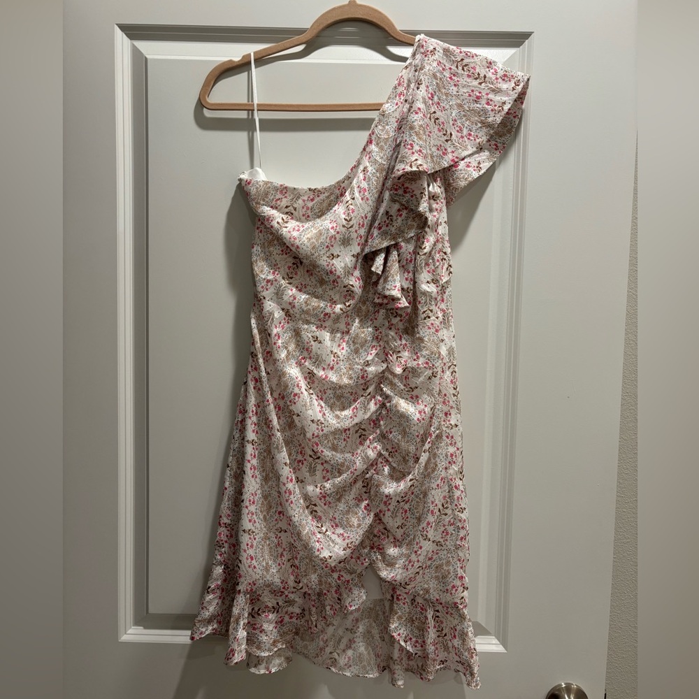 TCEC Pink Floral One-Shoulder Dress